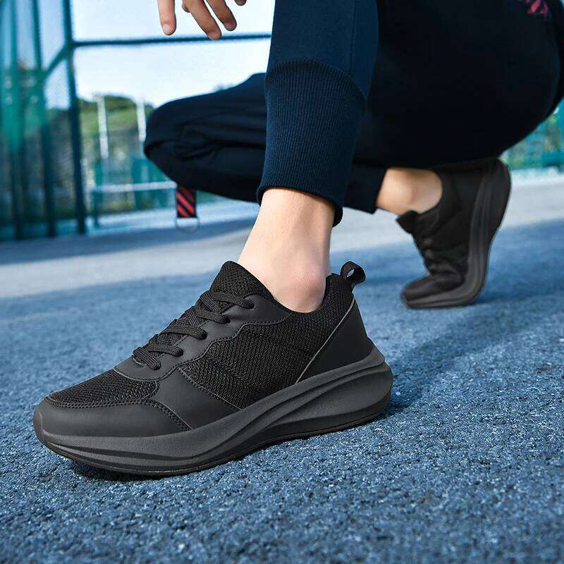 Men Soft Breathable Running Lightweight Mesh Platform Casual Shoes Black Sneakers Tenis Masculino Zapatillas Hombre