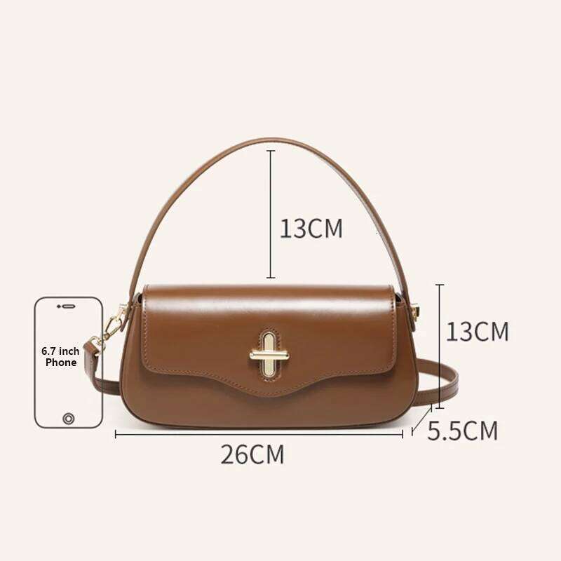 2025 New Genuine Leather Women's Stick Senior Designer Shoulder Bag Fashion Handbag Commuter