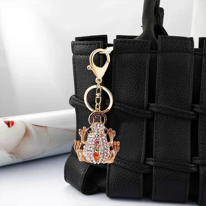 Cute Rhinestone Crystal 4 Claws Contain Money Coins Frog Toad Keychain Animal Frog Key Chain Key Ring Holder Pendant Keyring XJ250602
