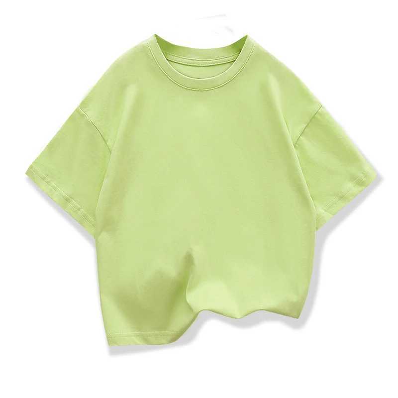 Summer Kids Multi-color Loose Short Sleeved T-shirt Solid Color Boys and Girls Top Childrens Pure Cotton Casual Student Tee T250603