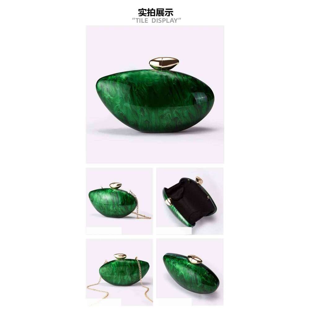Marble Green 2025 Pearl Acrylic Women Shell Box Clutches Gift phone bag Evening Minaudiere Bags Wedding Bridal Handbags Party