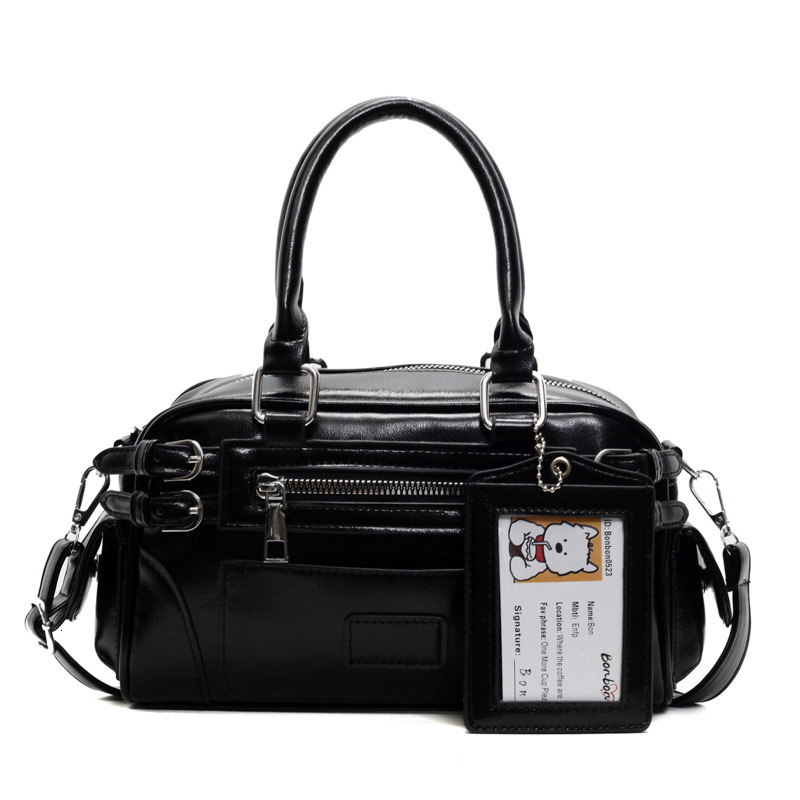 designer Handheld Bowling Ball Bag for Women 2025 New Trendy Fashion Korean Style Motorcycle Bag Crossbody Bag Casual Simple Shoulder Bag