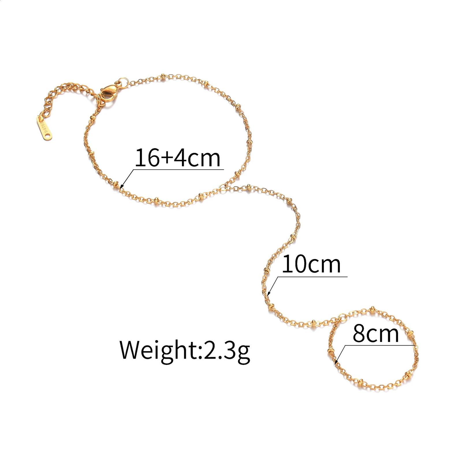 Stainless Steel Gold Color Bracelets Personality n Beaded Finger Chain Minimalist Bracelet For Women Jewelry Friend Gifts 250528