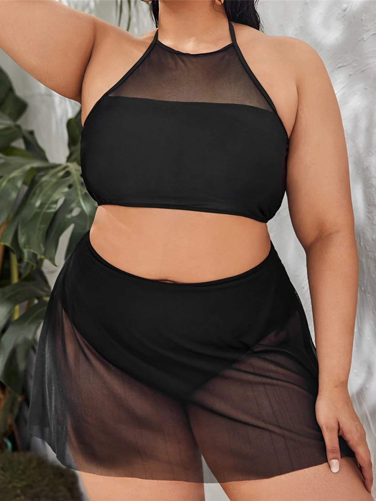 0XL 4XL Halter Bikini Large Size Swimwear Plus Women Swimsuit Female Twopieces set Bather Bathing Suit Swim K6701 250528Z