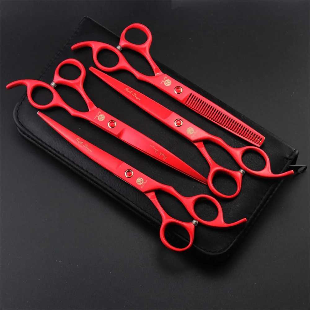 Purple Dragon 7.0 Inch Professional Pet Scissors For Dog Grooming High Quality Straight Thinning Curved Shear 4pcs/Set S2563