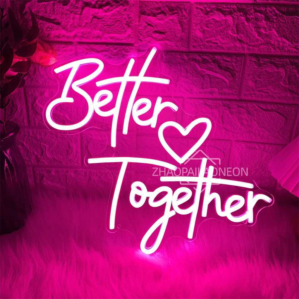 Better Together Neon LED Sign Wedding Wall Hanging Decor Neon Lights USB Wedding Bedroom Room Art Decoration Neon Signs XJ250602