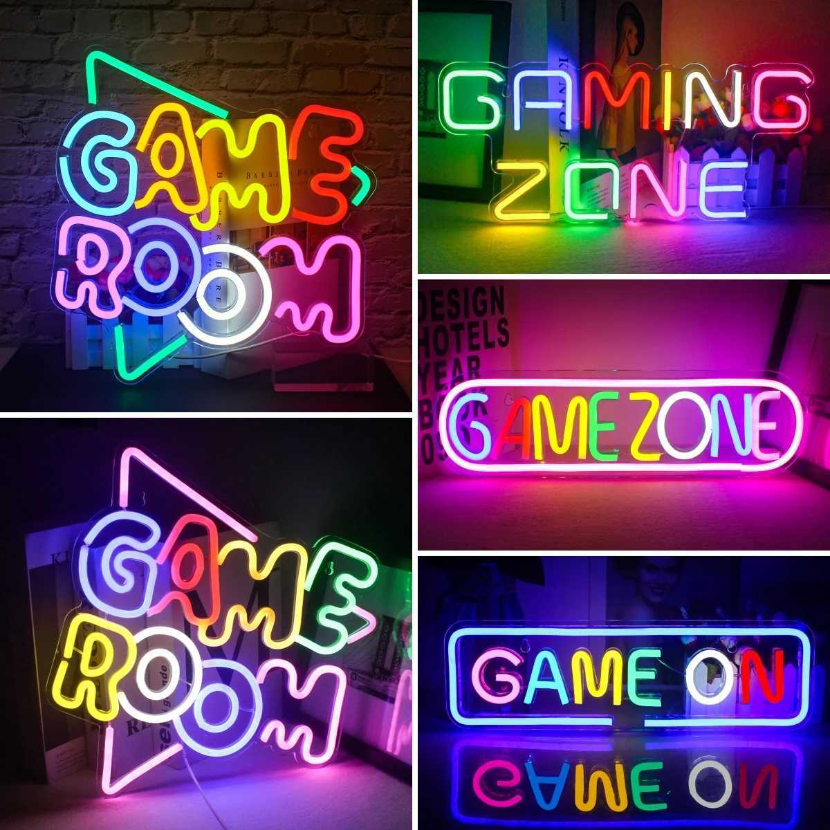 Game Room Neon Signs for Wall Decor Room Decoration for Gaming Zone Party Bedroom Bar Club Colorful LED Lights Gift for Gamer XJ250602