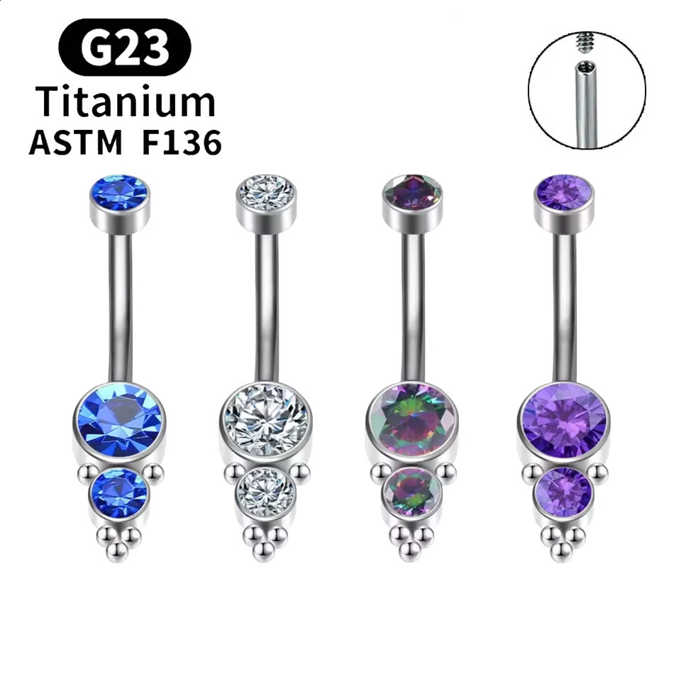 Sexy Fashion Simplicity Selling G23 ASTM F136 5A CZ Belly Button Ring 14g Navel Piercing Ring For Women 250530