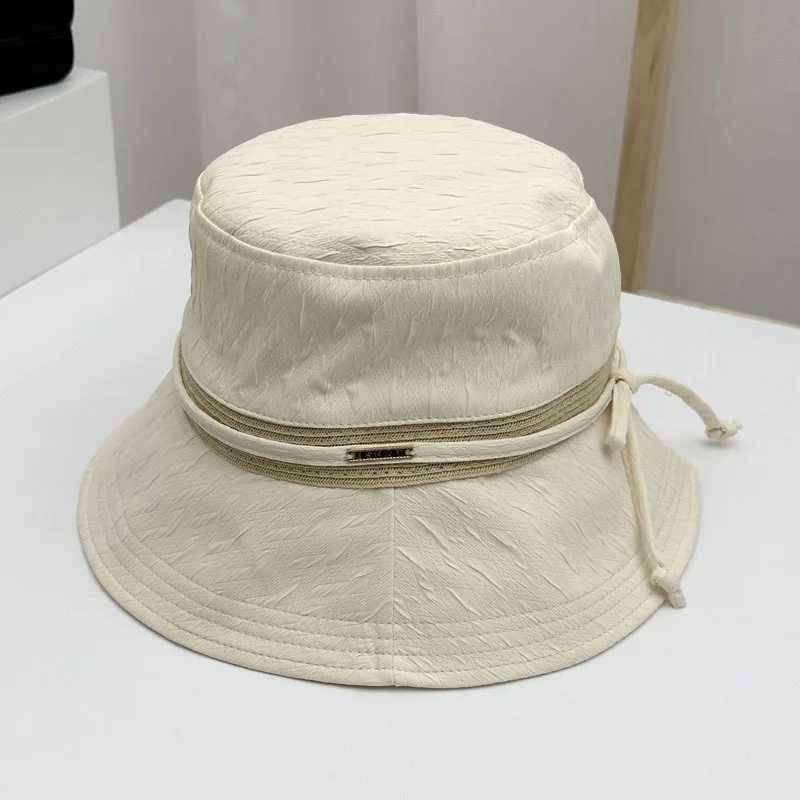 Bucket Hat Women Summer Hats For Women With Bow Sun Protection Korean Style Trendy Fisherman Cap Female Sun Hat New W250602