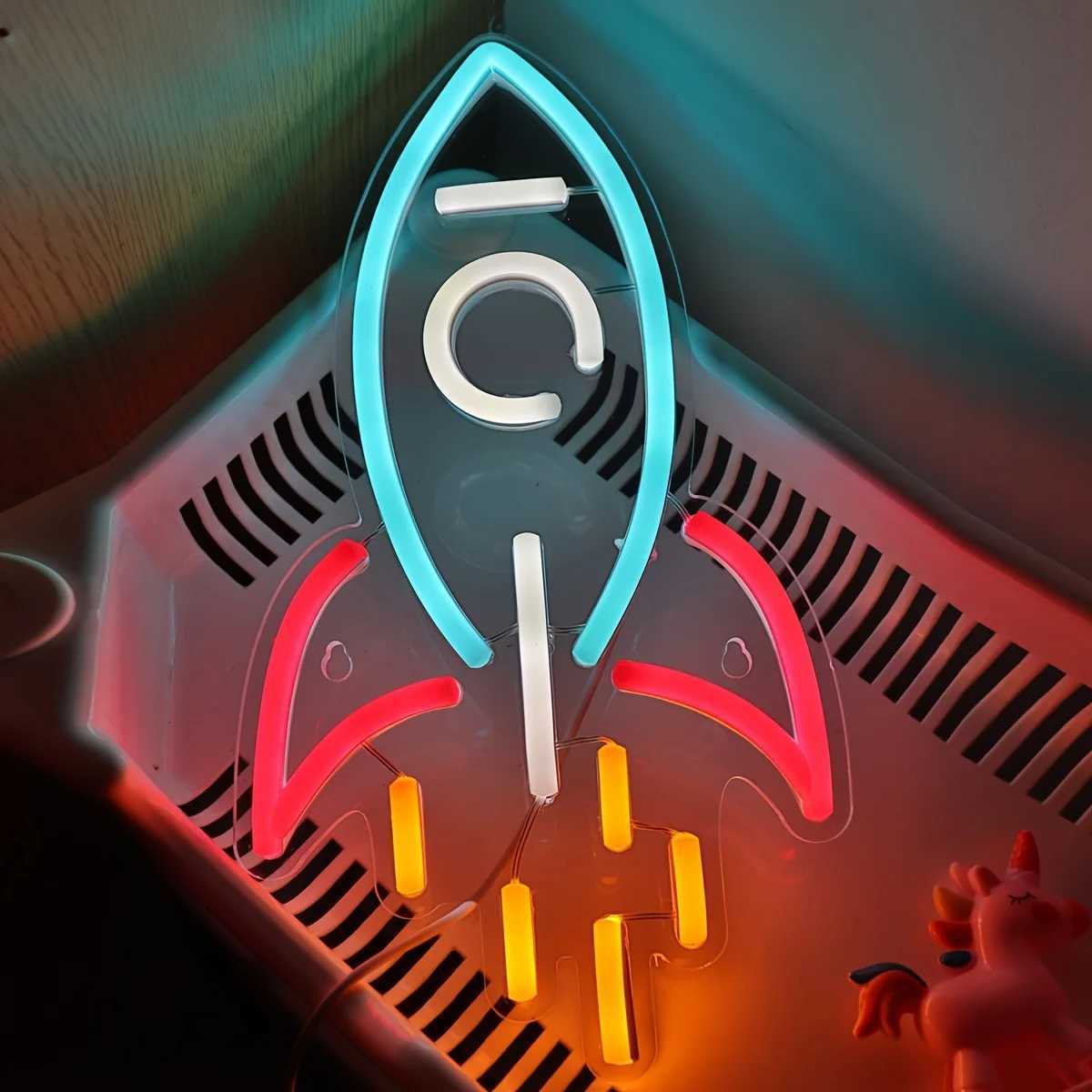 Rocket Neon Sign LED Neon Light for Night Light Room Party Club Decor Mood Light Multipurpose Decorative Wall Mounted Light XJ250602