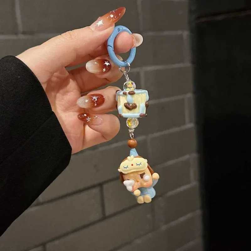 Labubu keychain kawaii anime cartoon keychain kawaii backpack decoration car key accessories childrens birthday gift new model XJ250602