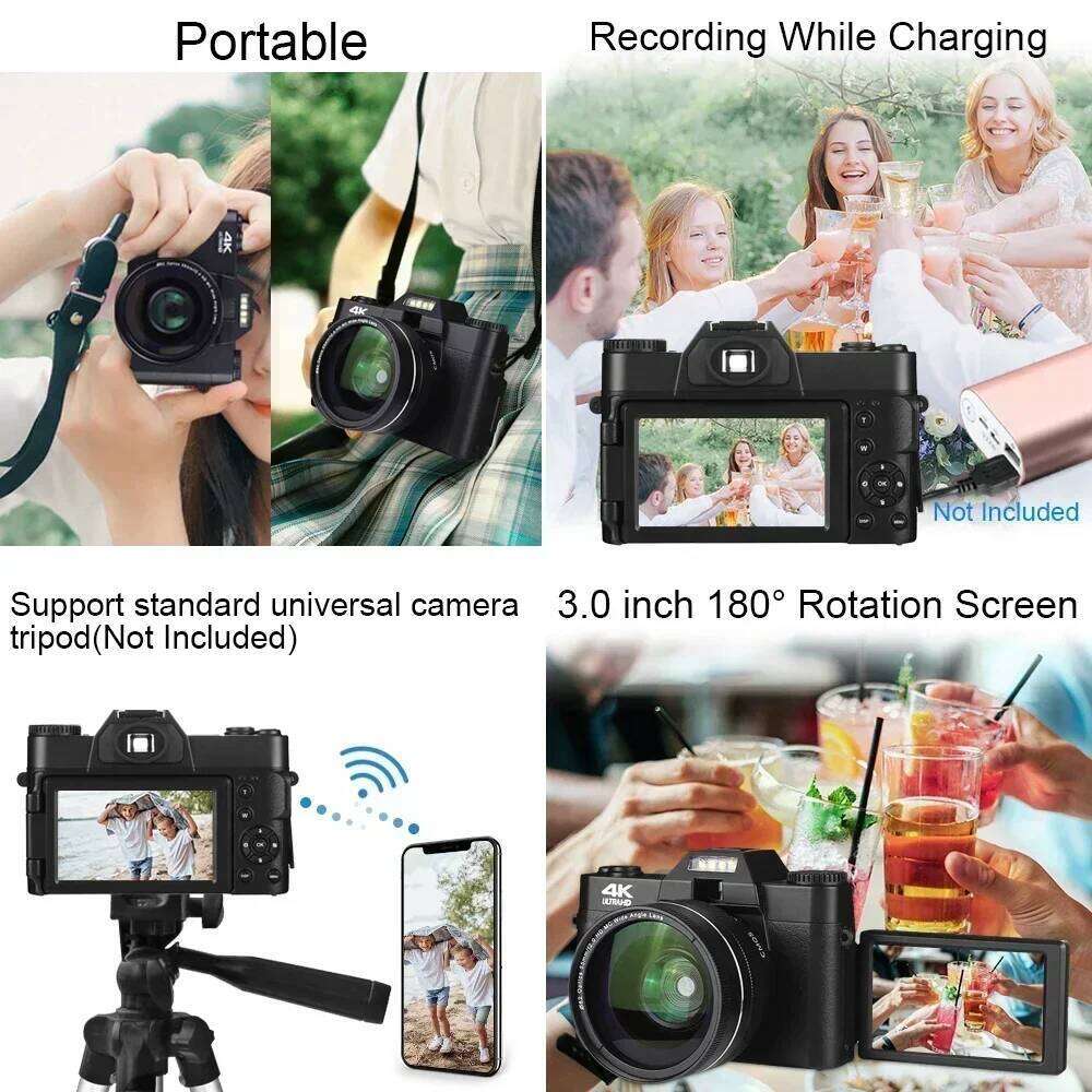 R10 4K Digital For Photography and Video Auto focus Anti-Shake 48MP Compact Vlogging Camera 3''180°Flip Screen with Flash