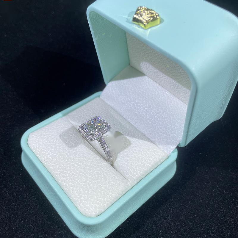 10K White Gold VVS Moissanite Radiant Cut Diamond Ring Fashion Wedding Ring Couple Set Engagement 925 Silver Rings Jewelry Women