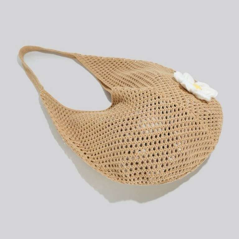 Comparable Bean Large Capacity Woven Shoulder Underarm Tote for Women New Summer Casual Vacation Beach Bag