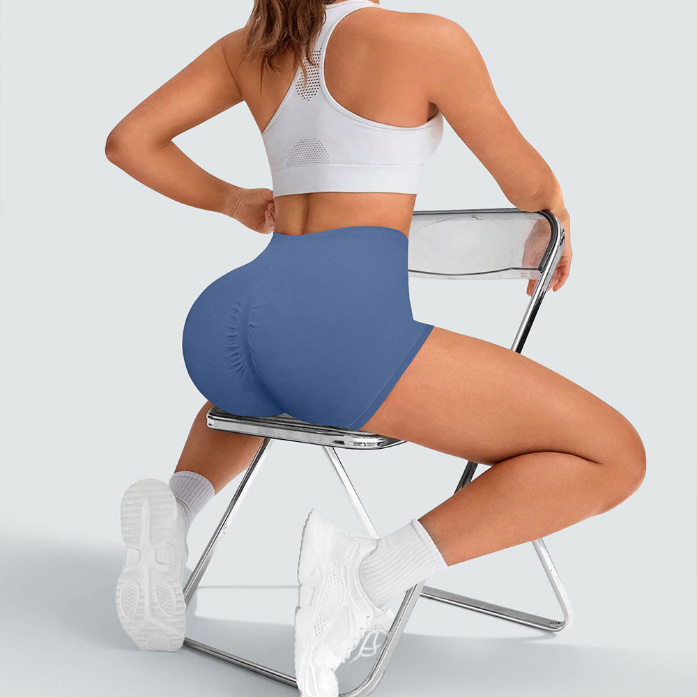 Sports Outdoor Fitness 260g High Elastic Nylon High Waist and Hip Lifting Solid Color Seamless Women's Shorts