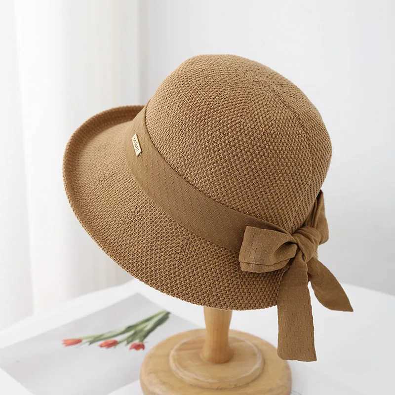 Womens Summer Sun Hat Bow Knitted Hat Spring Protection Warm Sunshade Foldable Adjustable Outdoor Travel Daily 2025 Korean W250602