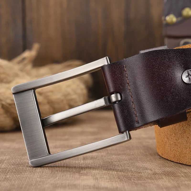 Belt mens genuine leather needle buckle layer pure cowhide belt mens youth retro casual Korean version middle-aged jeans b XJ250602