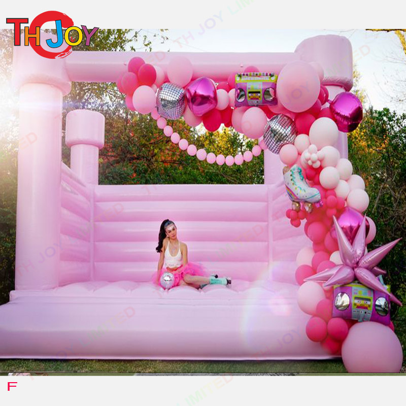 Pink Inflatable bouncy Castle white wedding bounce house combo Jumper Moon Bouncer for Party Time