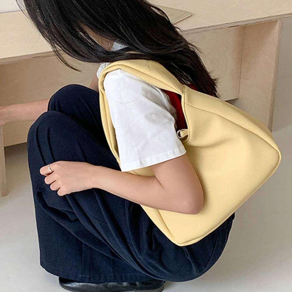 Casual Soft PU Leather Bucket 2025 Fashion Yellow for Women Handbags High Quality Shoulder Bag Commuting Tote Bags NEW