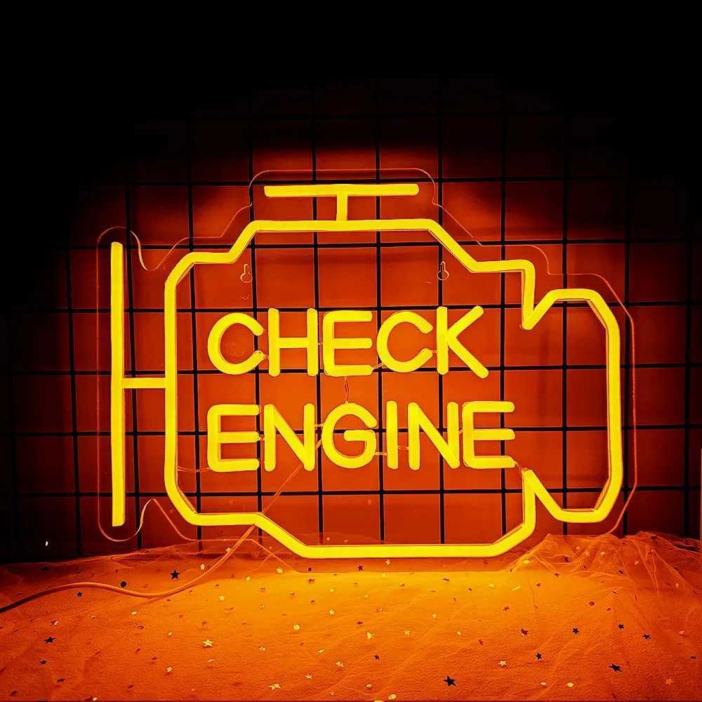 Check Engine Neon Sign LED Light Auto Room Garage Repair Shop Wall Decor Bar Party Club Luminous Atmosphere Lamp USB Power XJ250602