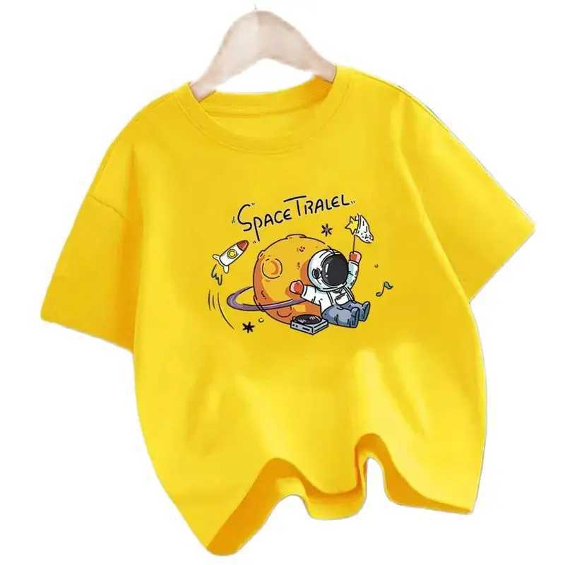 Kids Explore Space Astronaut Prints T-Shirt Boys Fashion Cotton T-Shirts Hip Hop Casual Cotton Tops T250603