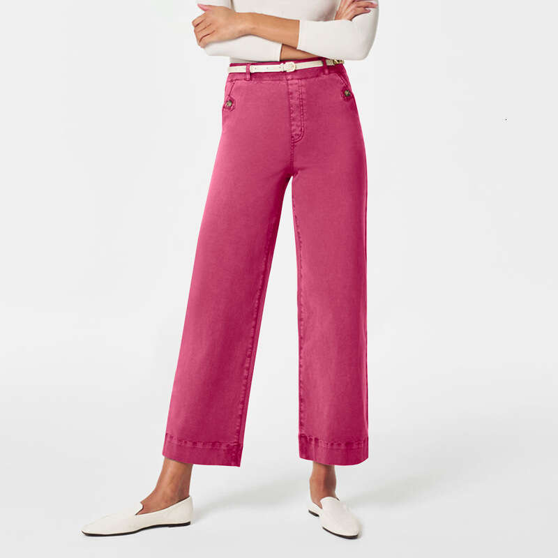 Loose Straight Wide-Leg Cropped Jeans B5