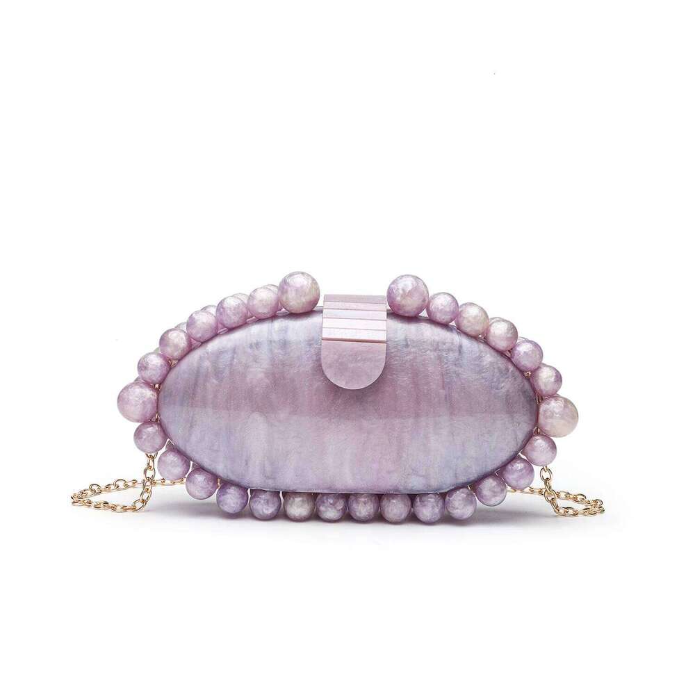 Pearl White Elegant Marble Acrylic Clutch Bag - Minimalist Women's Shoulder Crossbody Evening Purse for Dinner Party -