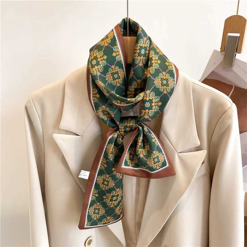 2024 New 145X12cm Long Ribbon Tie Neck Bag Decorative Women High Quality Luxury Brand Silk Scarf Headband Female Hair Band Hijab W250602