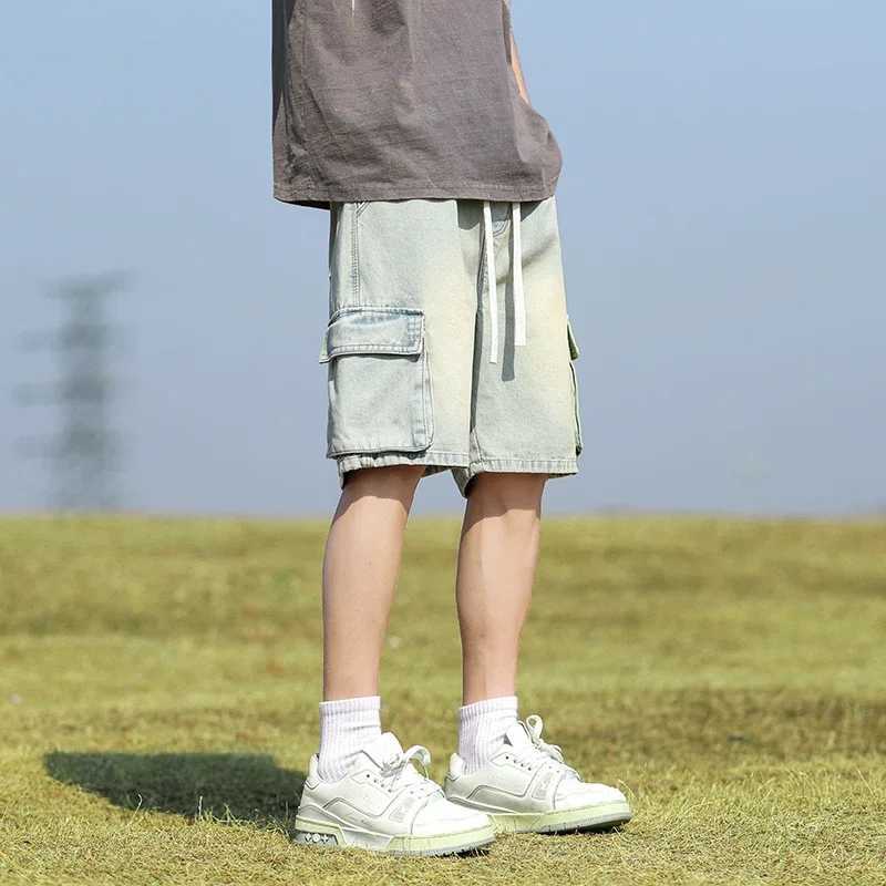 Denim Shorts Mens Summer Thin Elastic Waist Baggy Short Jeans Straight Knee-length High Quality Shorts Male Brand Clothes T250603