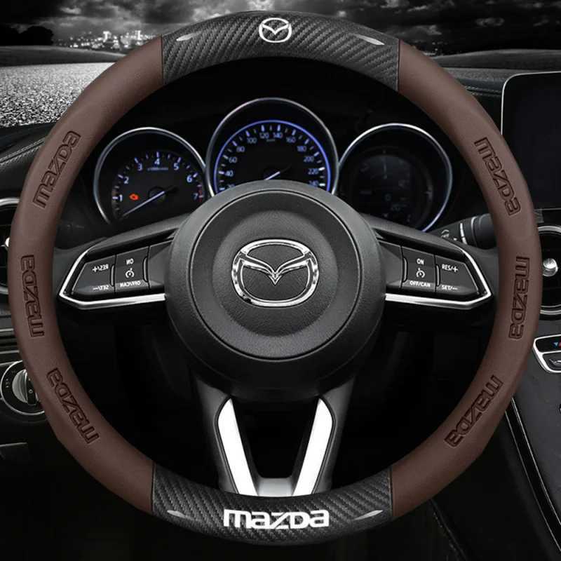 38cm car leather steering wheel cover carbon fiber for Mazda CX-30 CX-3 CX-8 CX-5 CX3 CX5 CX4 cx30 cx8 car accessories R250603