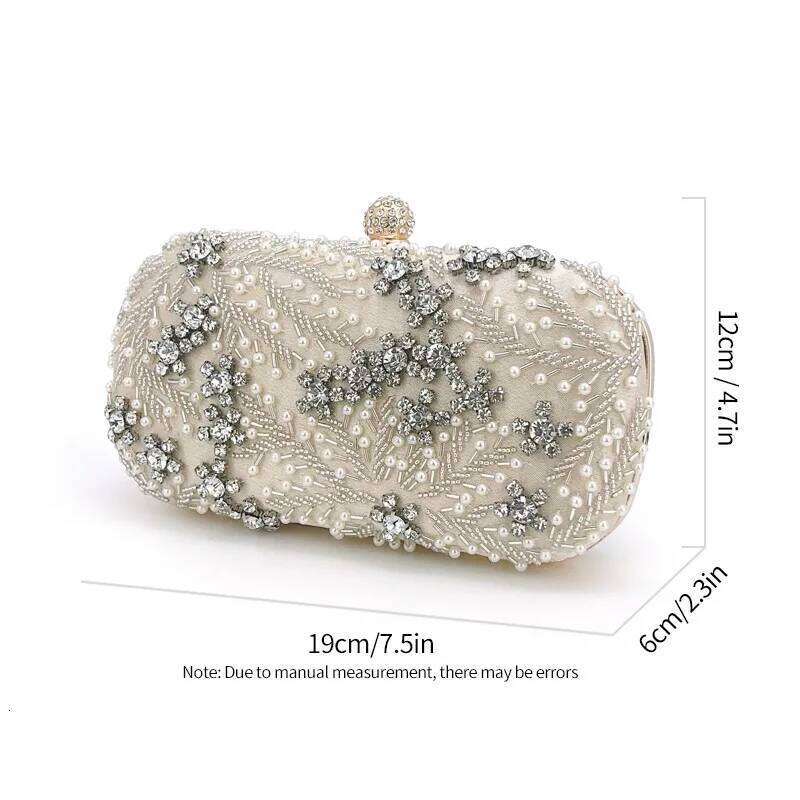 Party Shiny Handmade Bag Dazzling Flower Women Crystal Pearl Clutch Evening Bags Hollow Out Wedding Shoulder Handbag And Purse