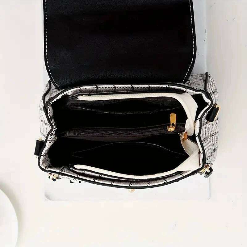 Women Trendy Flap Shoulder PU Leather Crossbody Simple Plaid Designer Messenger Bag Small Purse And Handbags Pouch
