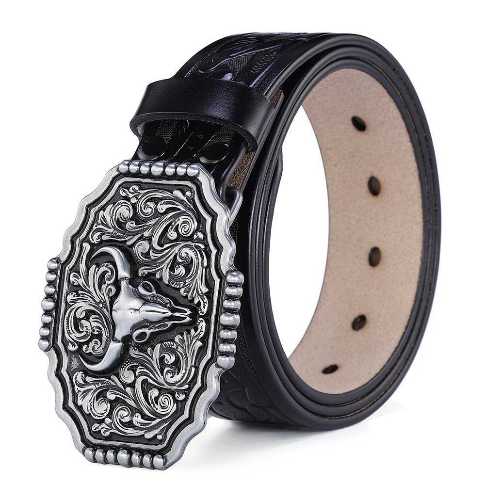 Western Belt Men Genuine Leather Belts for Men Women Cowboy Cowgirl Big Letters Buckle Gold Male Belts Long Black Brown Quality XJ250602