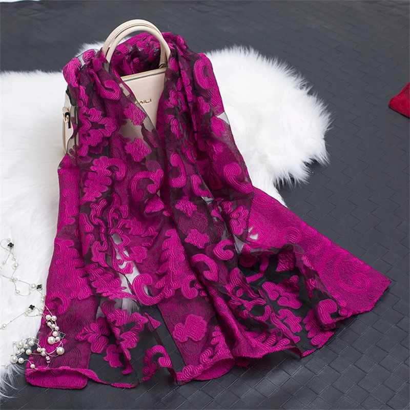 Spring and Summer of the New-style Organza lace Splicing Scarf Female cut silk Scarf Cashew Flower Pattern scarf W250602