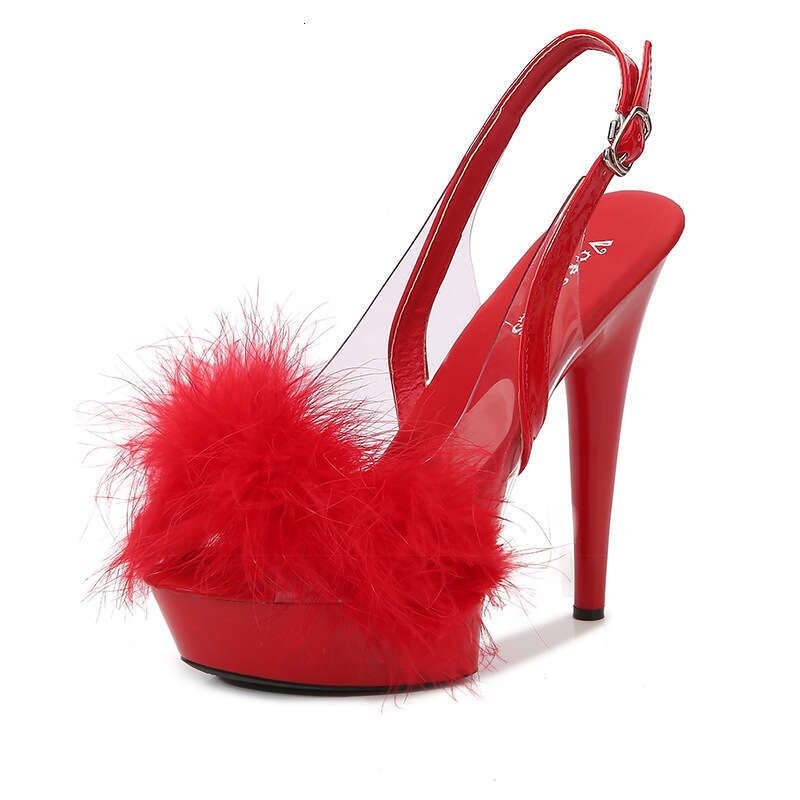 Super High Heels Maomao Hate Sky High Nightclub Stiletto Heels 13Cm Backless Sandals For Women Catwalk Pole Stage Platform High Heels