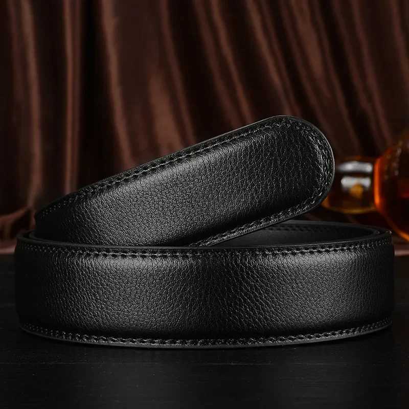 3cm 3.5cm New Fashionable Good Quality Luxury Genuine Leather No Buckle Belt Business Mens Automatic Buckle Cowhide Waist bandXJ250602