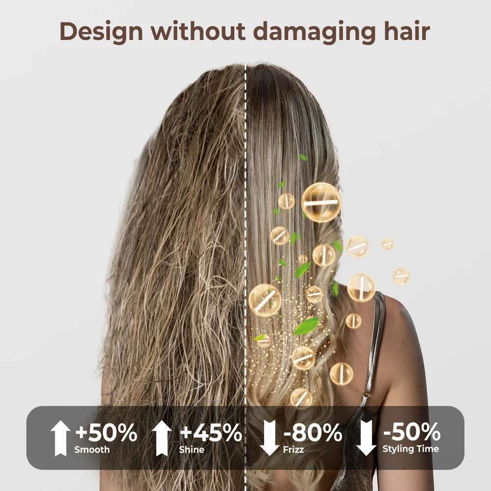 6 in 1 Ionic Blow Dryer Brush Multifunctional Styling Tool Set Curling Wand Detachable Straightener for Hair