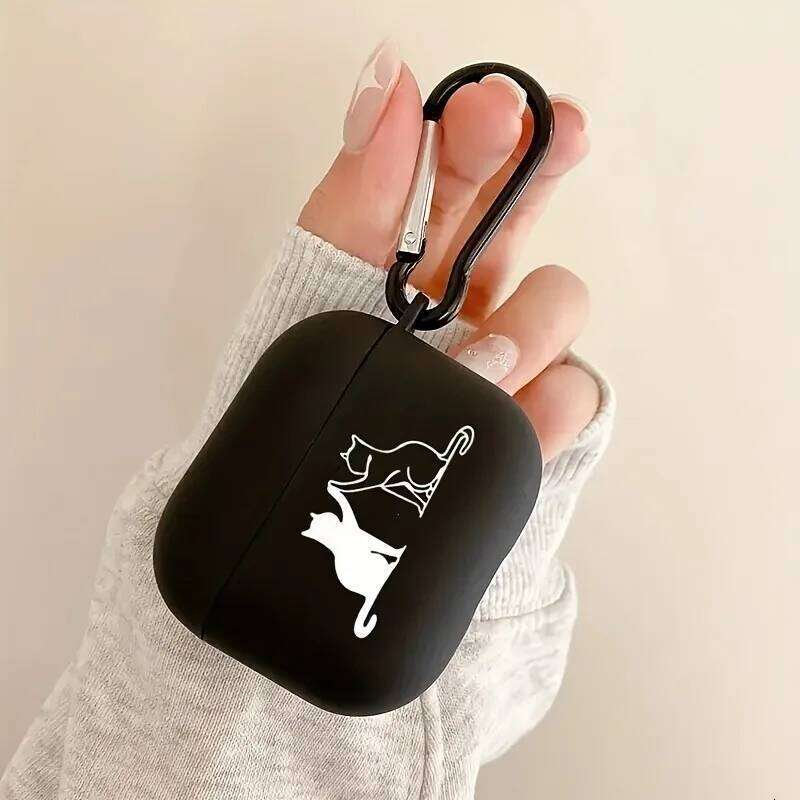 Cute Black and White Cat High-fives 4 3 2 1 Gen TPU Earbuds Case for Pro 2/Pro Silicone Earphone Cases
