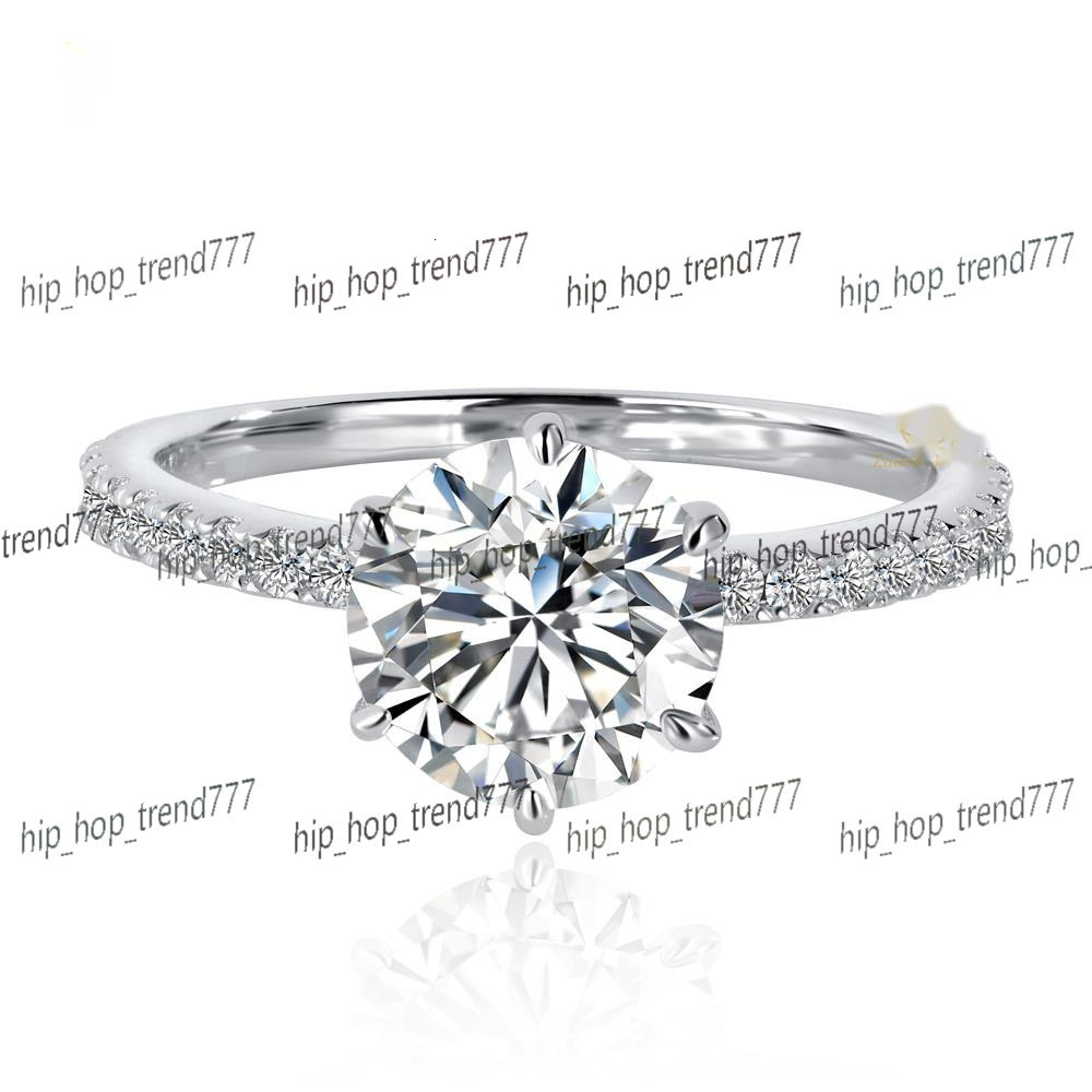 Hot Sale Valentines Day Jewelry Classic 8mm 2CT 18k Gold Plated 925 Silver Moissanite Engagement Ring for Women