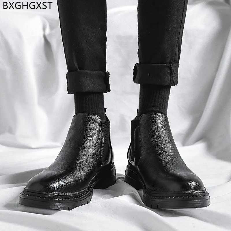 Black Ankle Boots for Men Male Platform Shoes Men Chelsea Boots Men Leather Boots Man Luxury Designer Shoes for Man 2025 Zapatos XJ250602