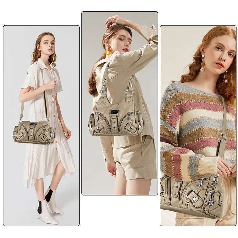 Angelkiss Women Handbags Rose Soft Tote Small Top-handle Purse Fashion Satchel Multi-Pockets Shoulder Bag Hobos Phone Pack