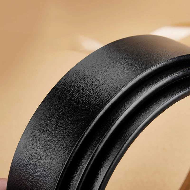 New Mens Genuine Leather Belts for Automatic Buckle Men Fashion No Buckle Belts Straps High Quality Black Brown Waistband 3.5cmXJ250602