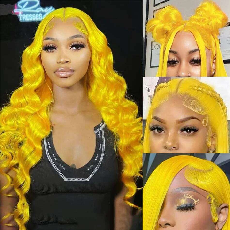 40Inch Light Yellow Front Human 13x4 Raw Body Wave Transparent Lace 13x6 Wig Colored Virgin Hair Wigs ForWomen