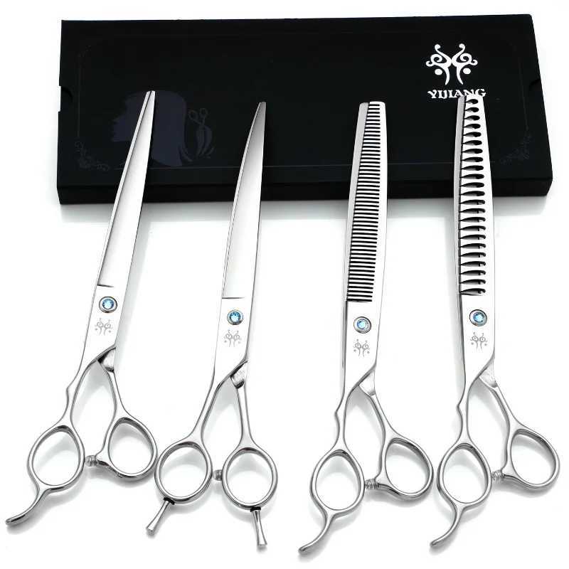 7.5inch Left-handed Professional Pet Grooming Cutting Curved Thinning Chunker Scissors Shears Set Kit for Groomer Household Use S2563