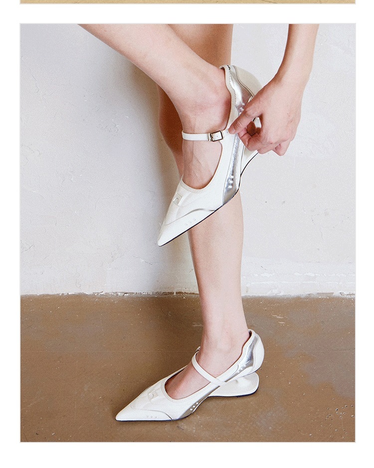 Niche Design Pointed Toe Unique Heel Women's High Heels Ballet Sports Style Shallow Mouth Mary Jane Shoes