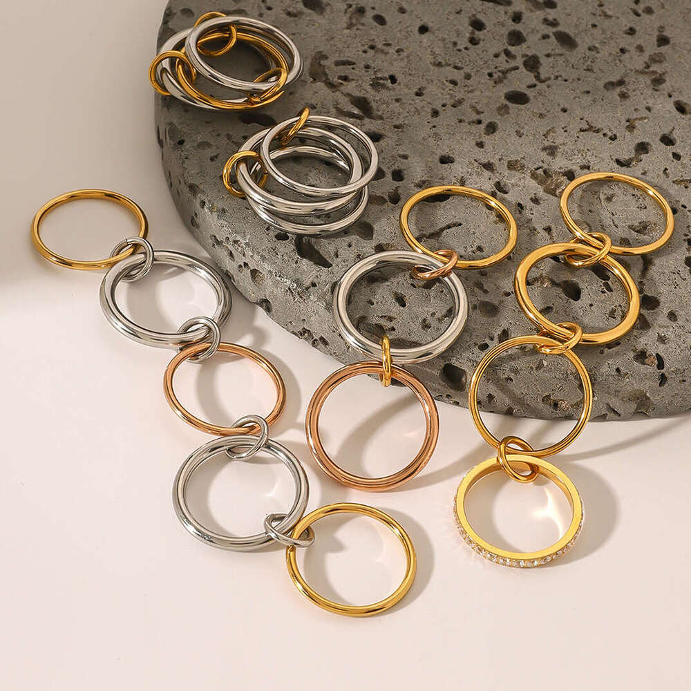 Jedding Stainless Stacking Plain Band High-end Sense Personality Ring Titanium Steel Jewelry Rings