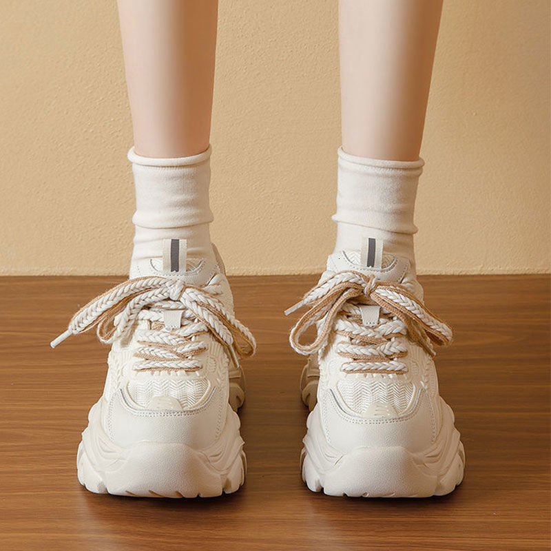 Trendy Dad Casual Shoes Shoes For Women Summer New Versatile Street Style Thick Sole Height Increasing White Sneakers Ddmysaturn
