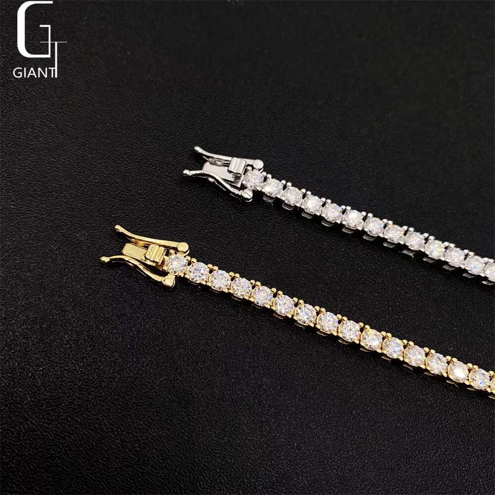 NEW TREND HIP HOP Jewelry 925 Sterling Silver VVS Moissanite 3mm Tennis Link Chain Necklace Bracelet Diamond Link Chian Jewelry