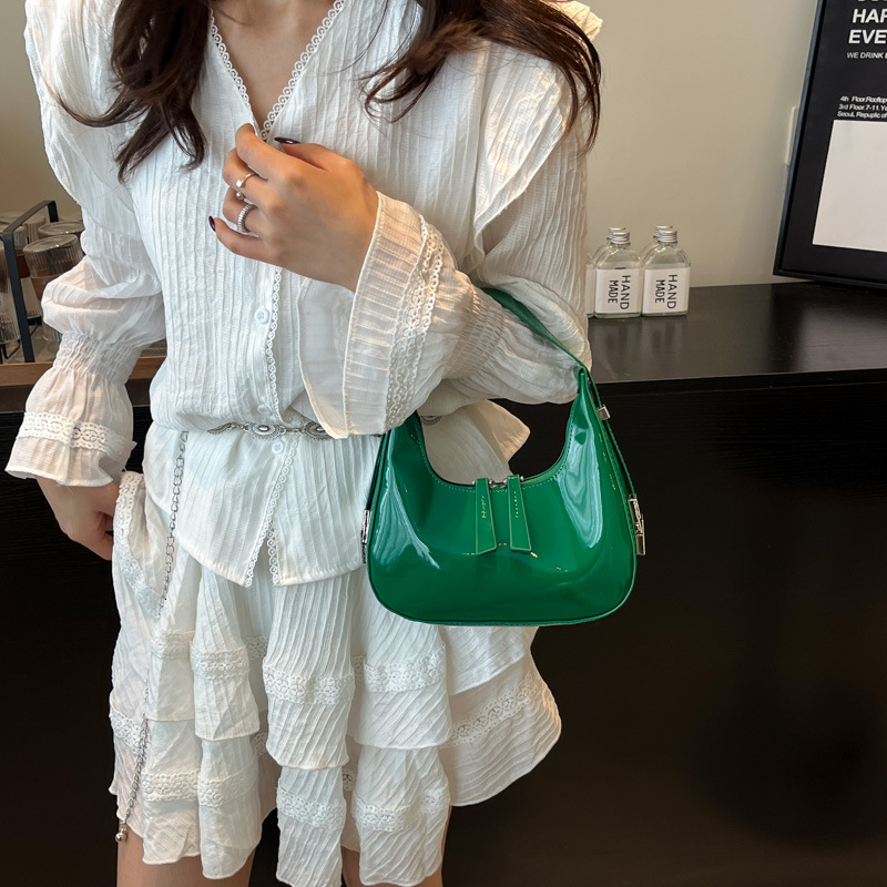 designer French Style High-End Patent Leather Underarm Bag for Women 2025 Summer New Versatile Fashion Niche Dumpling Bag Crossbody Bag