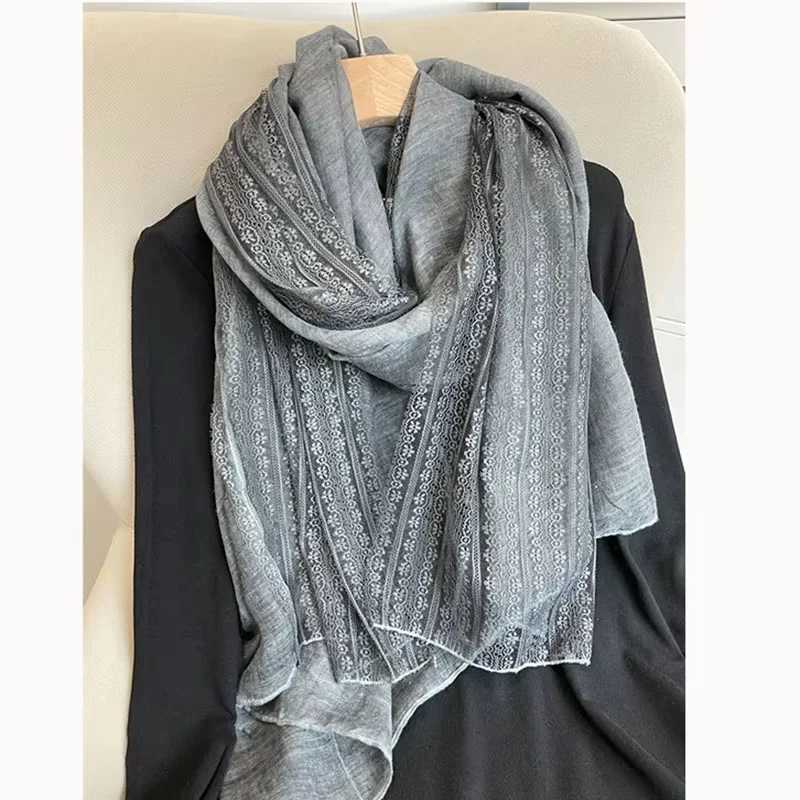 Cotton linen Lace Silk Scarf Women soft cotton Scarves Shawls wraps bandana women Luxury brand Designer Cashmere scarf W250602